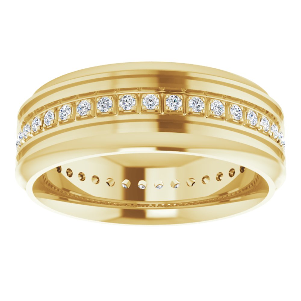 14K Yellow 1/4 CTW Natural Diamond Grooved Band