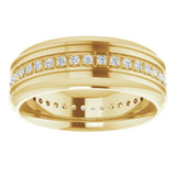 14K Yellow 1/4 CTW Natural Diamond Grooved Band