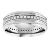 14K White 1/4 CTW Natural Diamond Grooved Band Size 10
