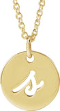 14K Yellow Script Initial S 16-18" Necklace 