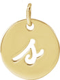 14K Yellow Script Initial S Pendant