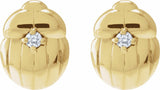 14K Yellow .03 CTW Natural Diamond Scarab Insect Earring