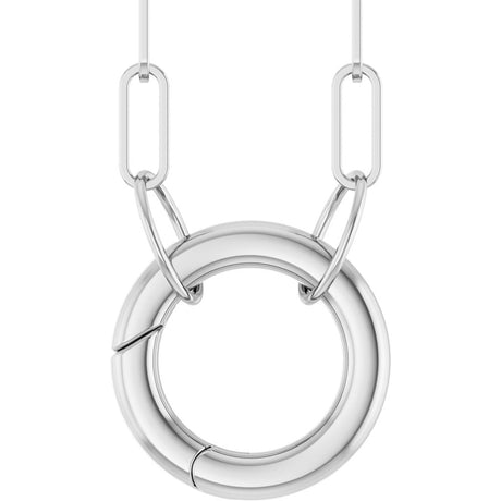 14K White Gold Circle Charm 18" Necklace