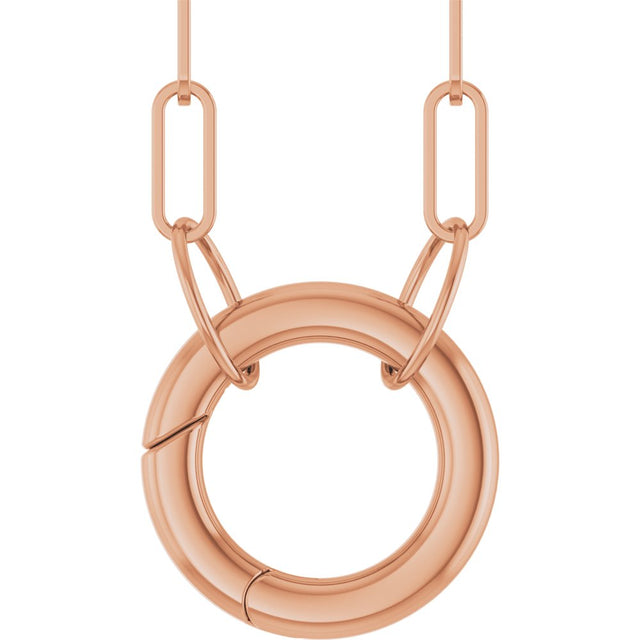 14K Rose Gold Circle Charm 18" Necklace