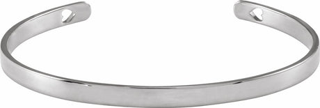 Sterling Silver Engravable Pierced Heart Cuff 7" Bracelet