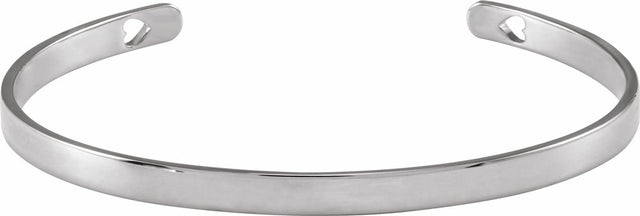 Sterling Silver Engravable Pierced Heart Cuff 7" Bracelet