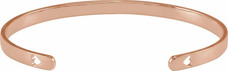 14K Rose Gold Engravable Pierced Heart Cuff 7" Bracelet