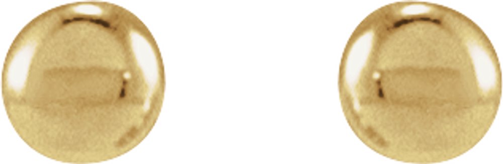 14K Yellow 1 Bead Stud Earrings