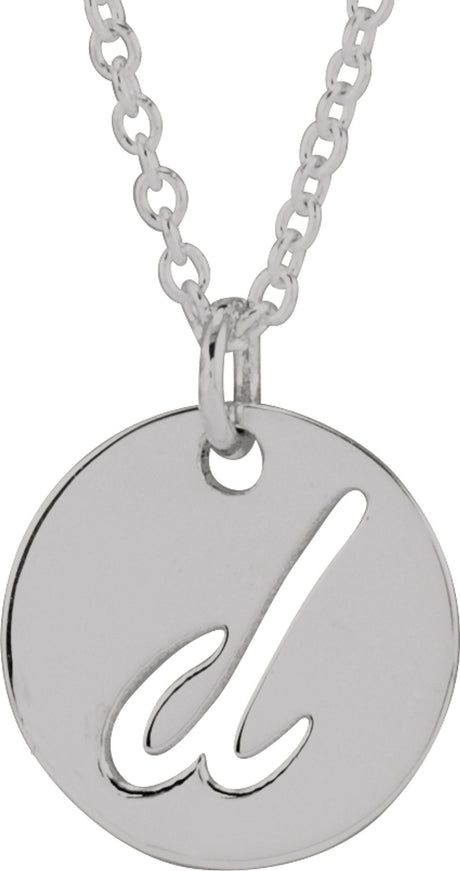 Sterling Silver Script Initial D 16-18" Necklace 