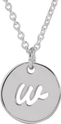 Sterling Silver Script Initial W 16-18" Necklace 