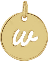 14K Yellow Script Initial W Pendant