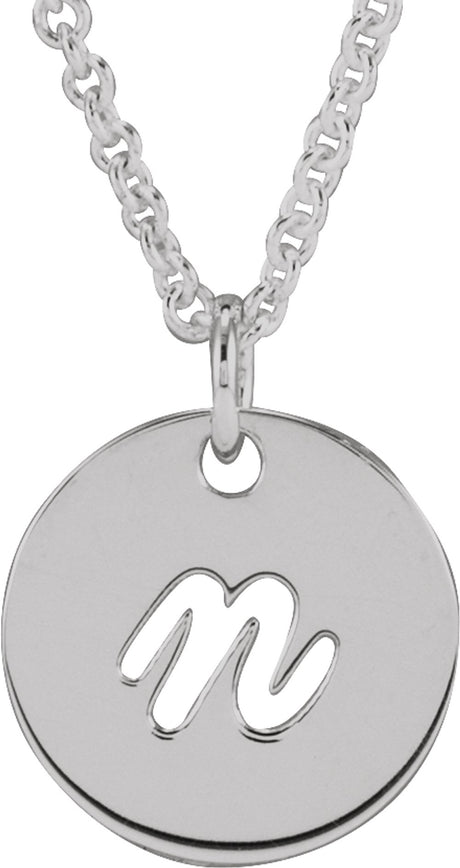 Sterling Silver Script Initial N 16-18" Necklace 