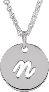 Sterling Silver Script Initial N 16-18" Necklace 