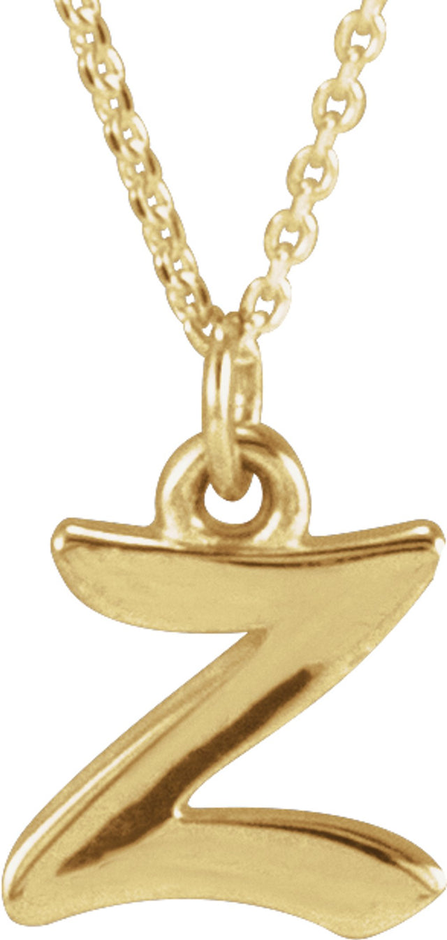 14K Yellow Petite Initial Z 16" Necklace