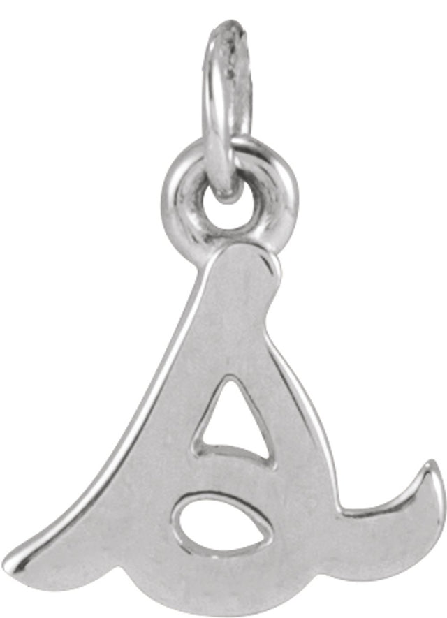 14K White Petite Initial S Pendant