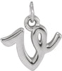 14K White Petite Initial V Pendant