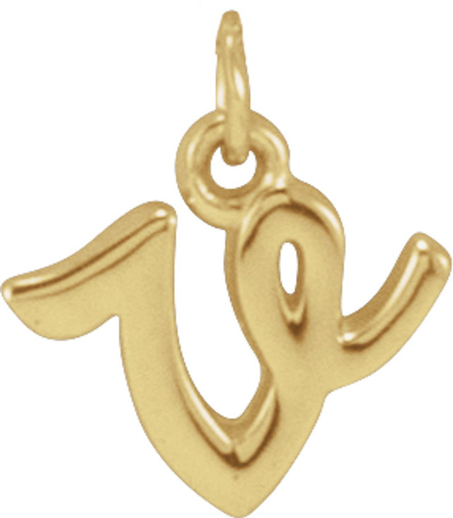 14K Yellow Petite Initial V Pendant