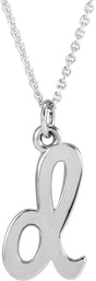 14K White Petite Initial D 16" Necklace