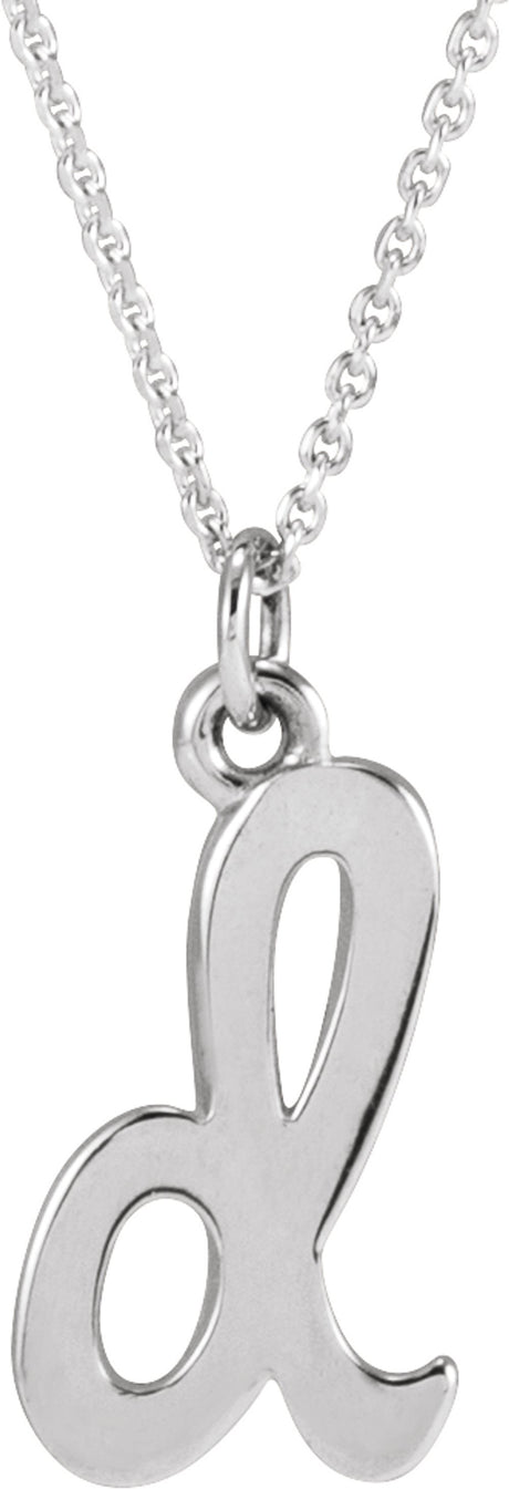 14K White Petite Initial D 16" Necklace