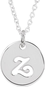 Sterling Silver Script Initial Z 16-18" Necklace 