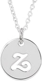 Sterling Silver Script Initial Z 16-18" Necklace 