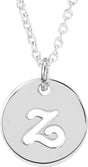 Sterling Silver Script Initial Z 16-18" Necklace 