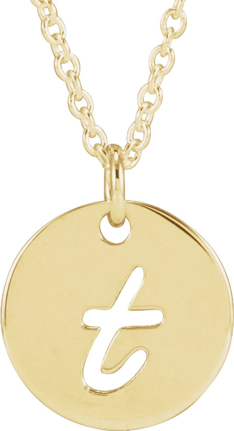 14K Yellow Script Initial T 16-18" Necklace 