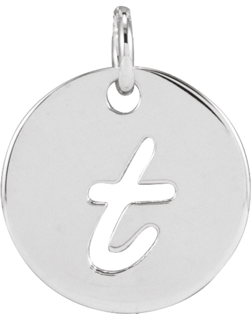 Sterling Silver Script Initial T Pendant