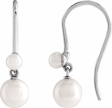 14K White Cultured White Freshwater Pearl Earrings 