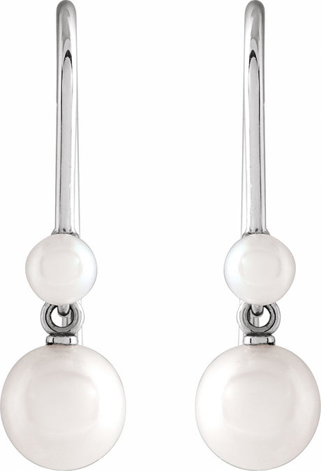 14K White Cultured White Freshwater Pearl Earrings