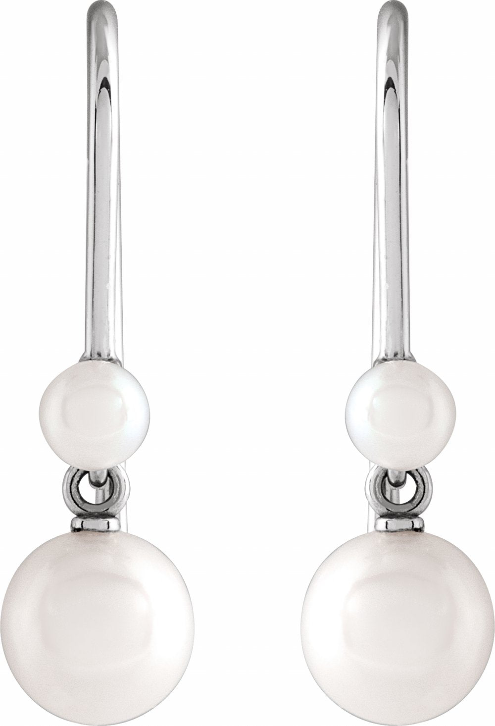 14K White Cultured White Freshwater Pearl Earrings