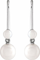 14K White Cultured White Freshwater Pearl Earrings