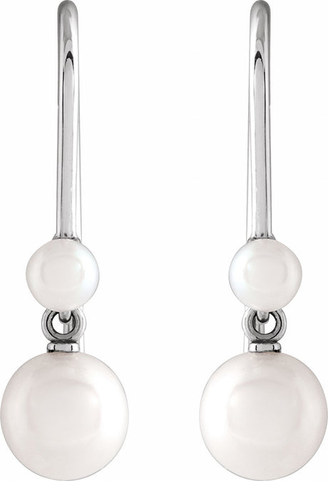 14K White Cultured White Freshwater Pearl Earrings