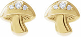14K Yellow Gold .05 CTW Natural Diamond Mushroom Earrings