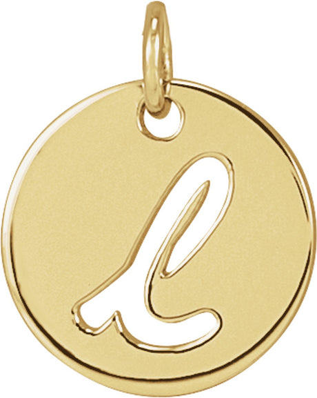 14K Yellow Script Initial L Pendant