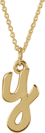 14K Yellow Petite Initial Y 16" Necklace