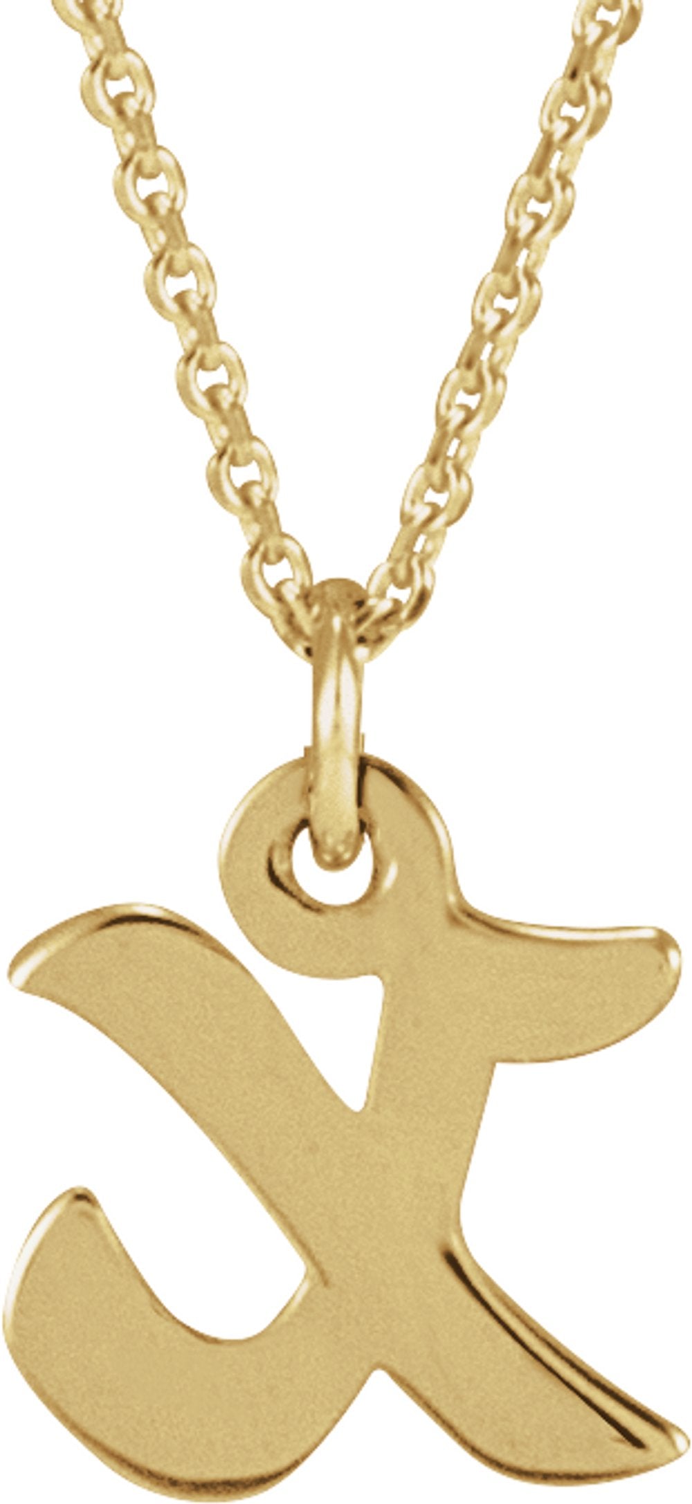 14K Yellow Petite Initial X 16" Necklace