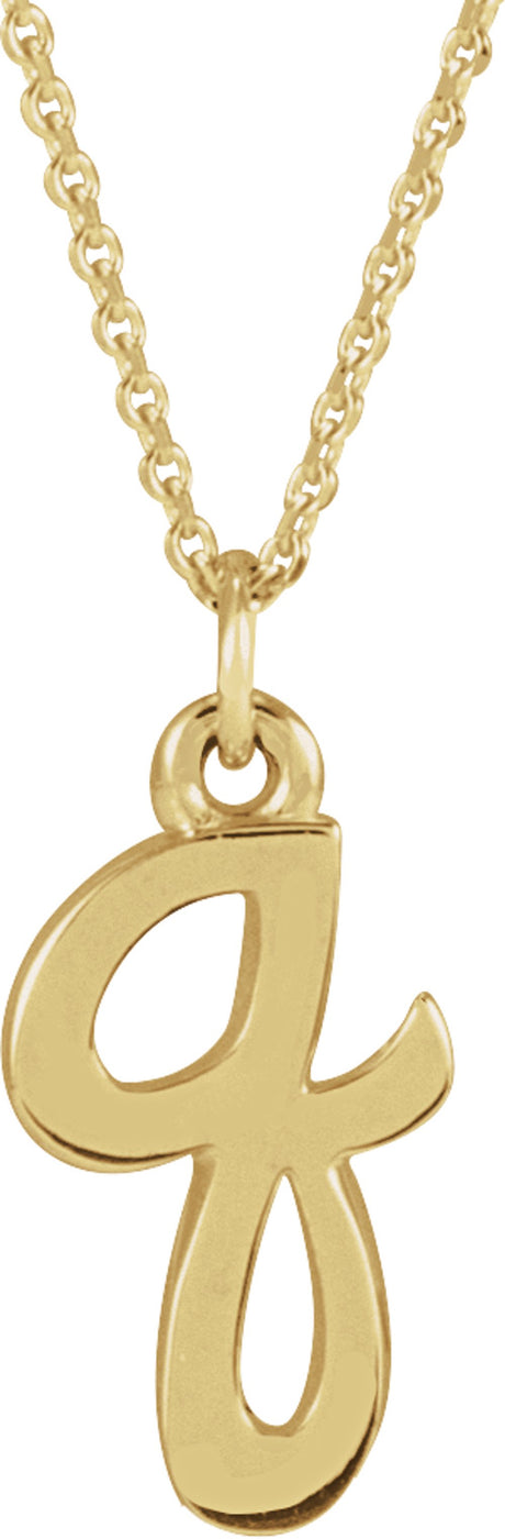 14K Yellow Petite Initial Q 16" Necklace