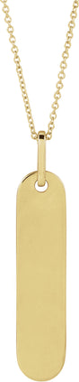 14K Yellow Gold Engravable Bar 16-18" Necklace