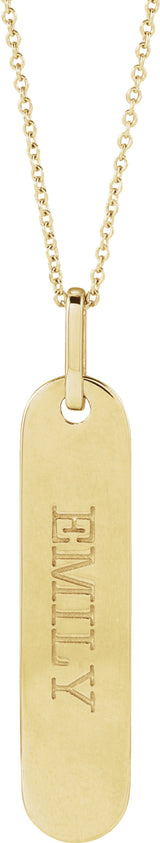 14K Yellow Gold Engravable Bar 16-18" Necklace