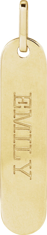 14K Yellow Engravable Bar Pendant