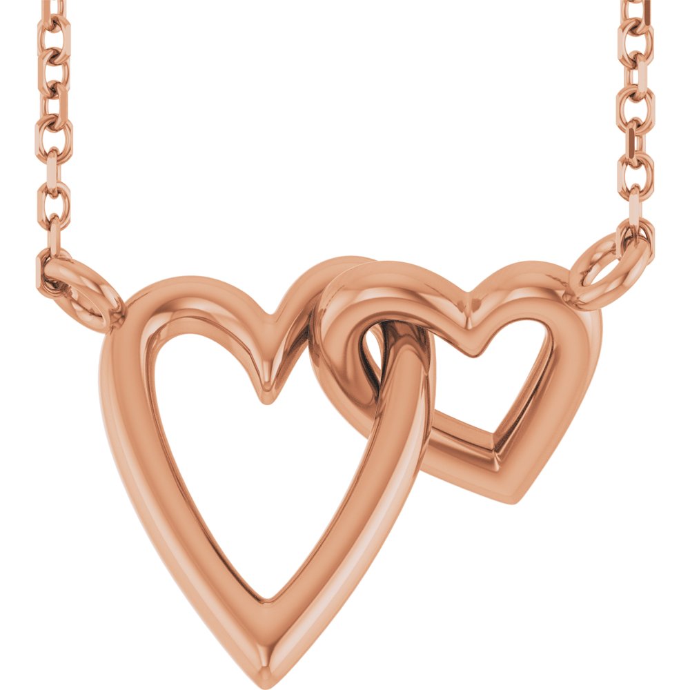 14K Rose Interlocking Hearts 18" Necklace