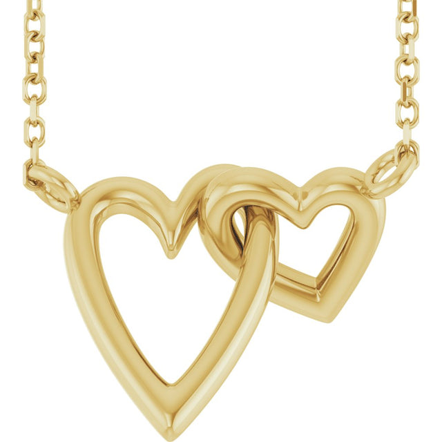 14K Yellow Gold Interlocking Hearts 18" Necklace