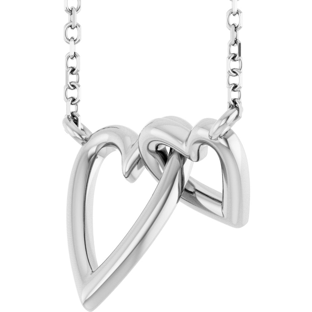 14K White Interlocking Hearts 18" Necklace
