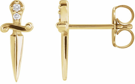 14K Yellow Gold .025 CTW Natural Diamond Dagger Earrings