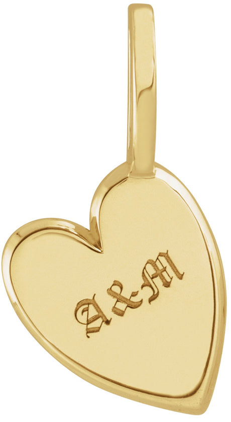 14K Yellow Engravable Sideways Heart Pendant