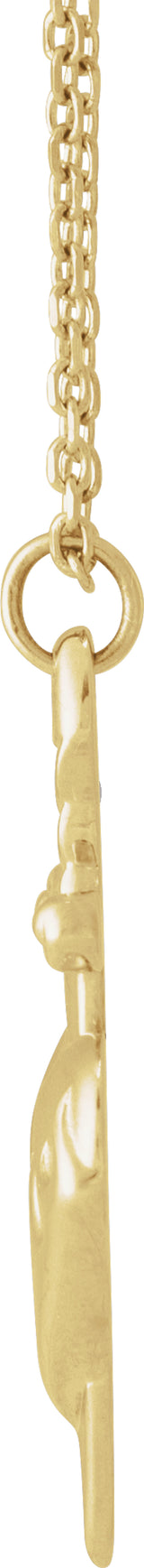 14K Yellow Gold Heart & Dagger 16-18" Neckalce