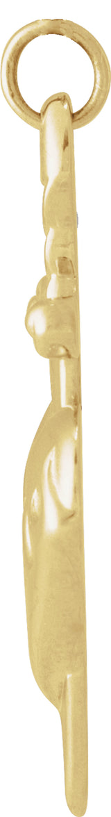 14K Yellow Gold Heart & Dagger Pendant