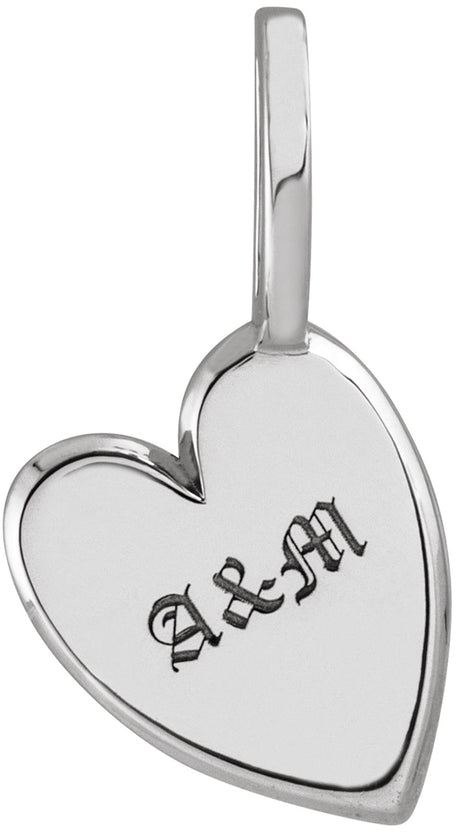 14K White Engravable Sideways Heart Pendant