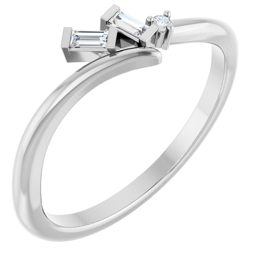 14K White .06 CTW Natural Diamond Bypass Ring